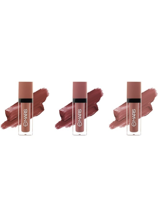 MARS Queen of Mattes Liquid Lipsticks Box Set of 3 (13.5 ml) (BLUSHED NUDES) | Smudgeproof & Transferproof | Intense Pigmentation Long-Lasting Wear | Customizable Colors | Matte Finish - Image 2