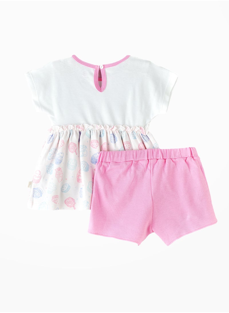 Elegant Kids Baby Girl White and Pink Dress with Bloomers  - Image 2