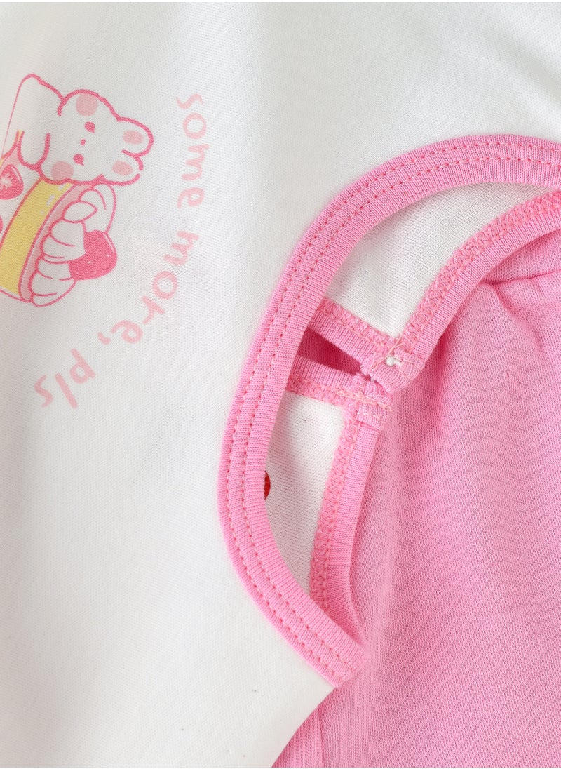 Elegant Kids Baby Girl White and Pink Dress with Bloomers  - Image 3