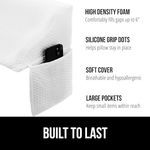 GORILLA GRIP Patent Pending King Bed Wedge Pillow Headboard Gap Filler, US Designed, Comfortable Supportive High Density Foam Pillows, Stay in Place Gripping Dots, Wedges Between Mattress, White - Image 2