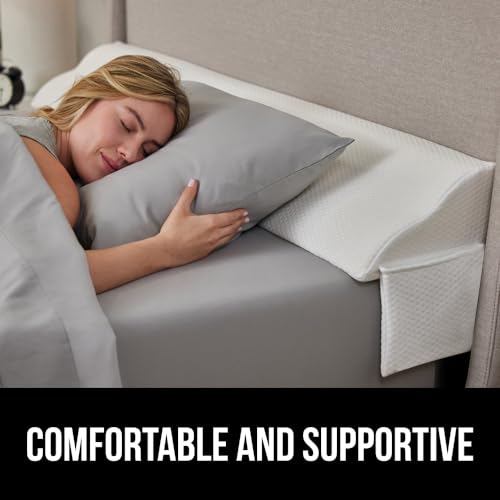 GORILLA GRIP Patent Pending King Bed Wedge Pillow Headboard Gap Filler, US Designed, Comfortable Supportive High Density Foam Pillows, Stay in Place Gripping Dots, Wedges Between Mattress, White - Image 5