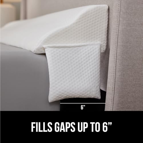 GORILLA GRIP Patent Pending King Bed Wedge Pillow Headboard Gap Filler, US Designed, Comfortable Supportive High Density Foam Pillows, Stay in Place Gripping Dots, Wedges Between Mattress, White - Image 3