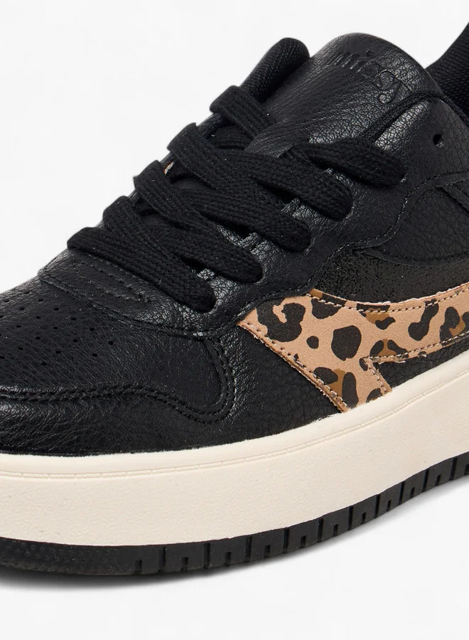 ميسي Women Animal Print Sneakers with Lace-Up Closure