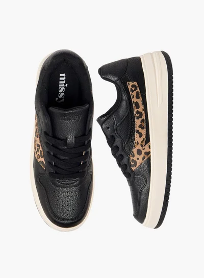 ميسي Women Animal Print Sneakers with Lace-Up Closure