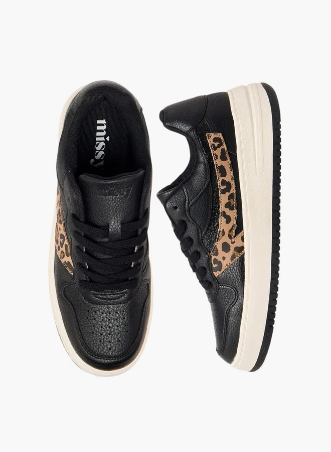 MISSY Women Animal Print Sneakers with Lace-Up Closure