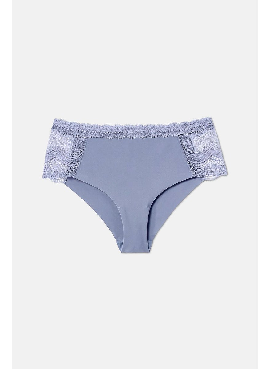 Tchibo Women Mid Rise Leg Cut Panty, Lilac Blue  - Image 3