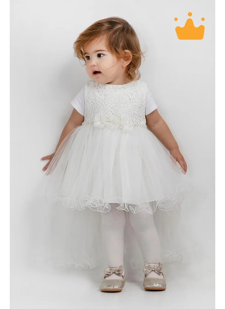 Babydola Minimony 6-24 Months Sleeveless Baby Girl Child Festive Evening Dress Wedding Dress Suit with Tulle Tail 1030