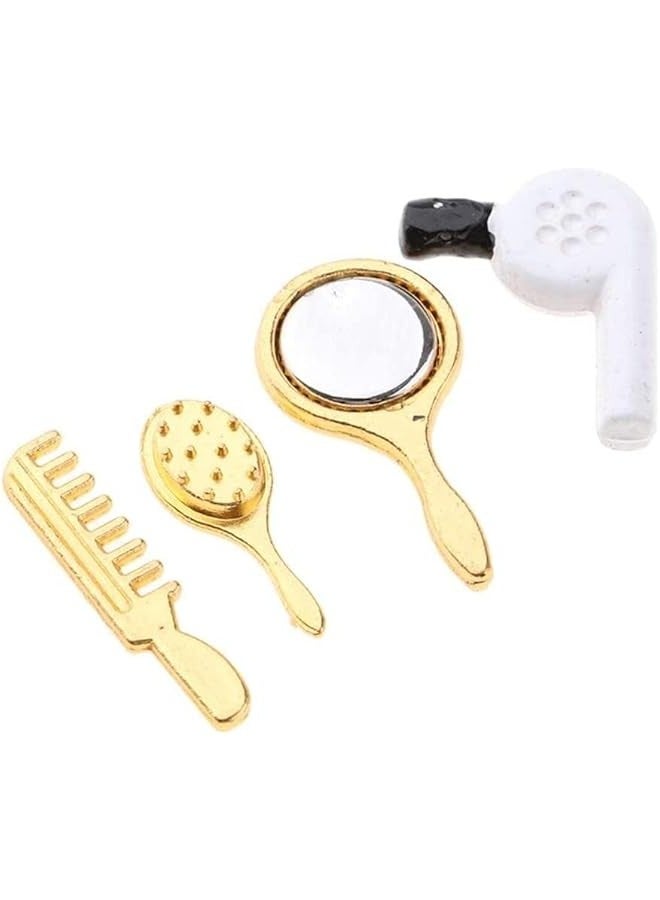 Miniature Comb Hair Dryer Mirror Makeup Set /12 Dollhouse Decorations - Image 1