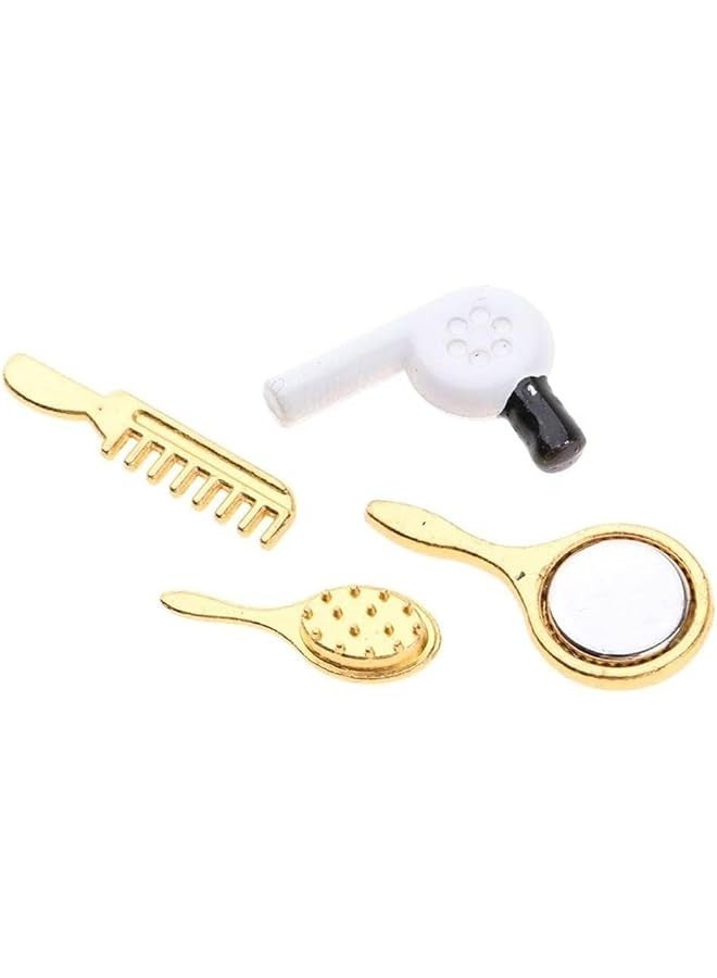 Miniature Comb Hair Dryer Mirror Makeup Set /12 Dollhouse Decorations - Image 2