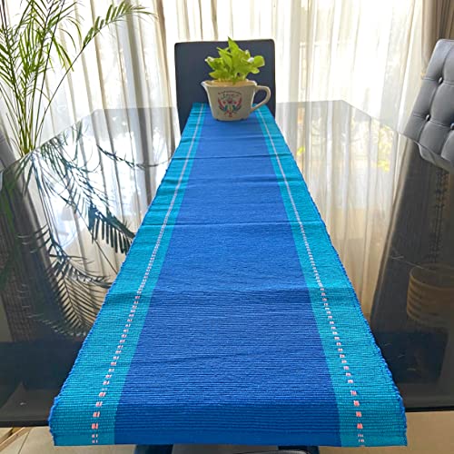 Rangbhar Handloom Ribbed Cotton Table Runner for Living/Dining Room/Home Decor, Anti Skid, Reversible, Machine Washable, 12 X 60 inches, Striped, Navy Blue - Image 5