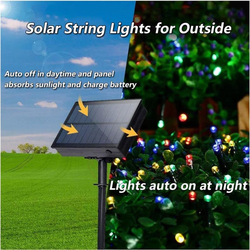 Goodern Solar String Lights,12M 100 LED Outdoor Christmas Twinkle Lights with 8 Modes,Waterproof Solar Powered Fairy Lights for Halloween Xmas Tree Party Wedding Garden Holiday Decorations - Image 3