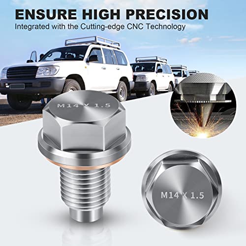 OxyGenie M14 x1.5 Magnetic Oil Drain Plug Stainless Steel Oil Pan Drain Bolt with Red Copper Washer Gaskets Replacement for Ford GM Honda Hyundai KIA and More Select Models - Image 3