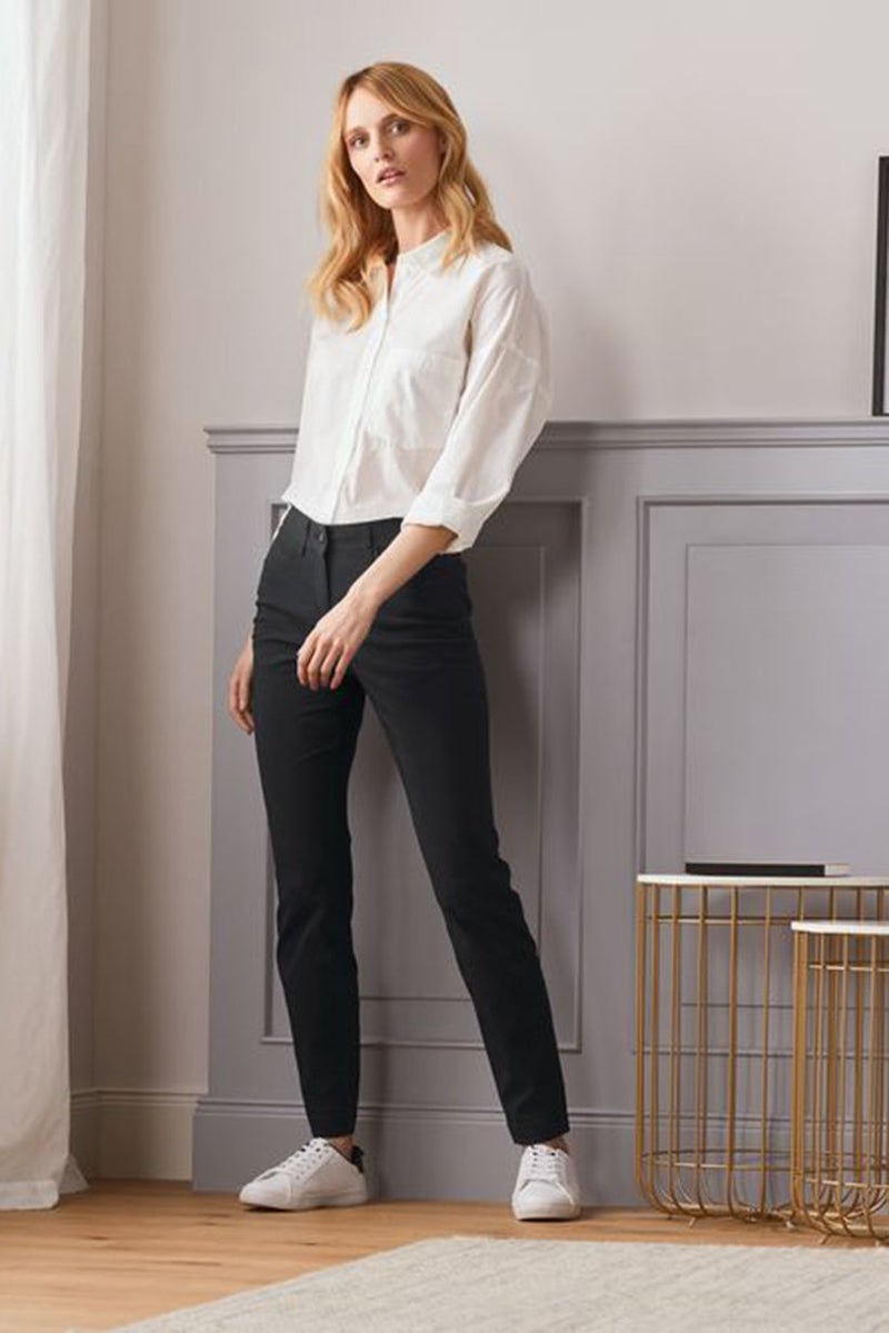 Tchibo Women Regular Fit Plain Bengaline Trouser, Black - Image 1