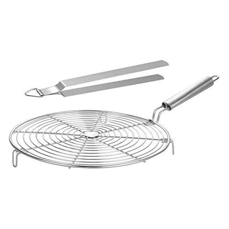 Cloudeal® Stainless Steel Jali Roti Roast Grill Papad Chicken Tandoor paneer Roaster Phulka Papad Roasting Jali +1 Tong (Roti_Roaster-4) - Image 1
