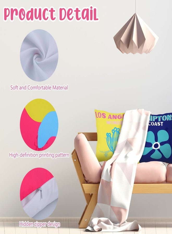 Queekay أغطية وسائد زخرفية من كويكي 6 قطع، أغطية وسائد رمي، أغطية وسائد جمالية، ديكور غرفة لطيف للفتيات، سرير، غرفة نوم، أريكة، زينة كلية، 18 × 18 بوصة (شاطئ) - Image 3