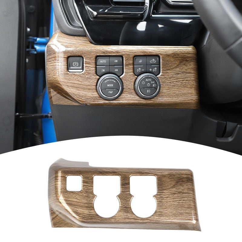 Generic PDKLIN for Silverado Headlight Switch Panel Trim Cover Fit for Chevy Silverado 2022 2023 2024 up Brown Wood Grain Interior Accessories  - Image 1