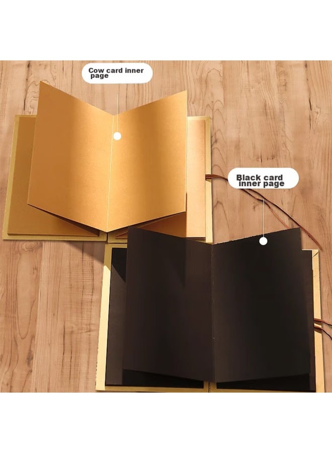 Jiamo Accordion Folding Diy Photo Al, 3d Book, Self-made Blank Handmade Al For Couples, Friends, And Besties, Creative Gift, Large Black Card Inner Pages + - Image 2
