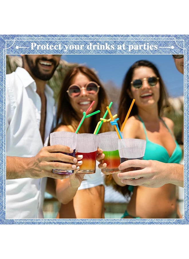 100 Pcs Disposable Cup Covers for Drinks Safety Plastic Drink Covers for Alcohol Protection Wine Beverage Bar Club Banquet Party Supplies(Clear) - Image 2