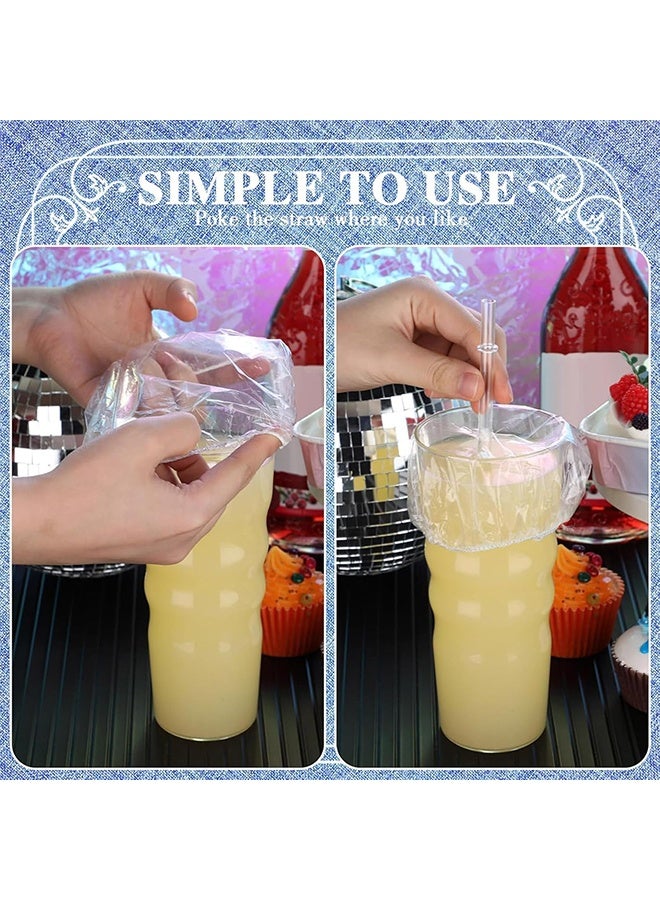 100 Pcs Disposable Cup Covers for Drinks Safety Plastic Drink Covers for Alcohol Protection Wine Beverage Bar Club Banquet Party Supplies(Clear) - Image 4