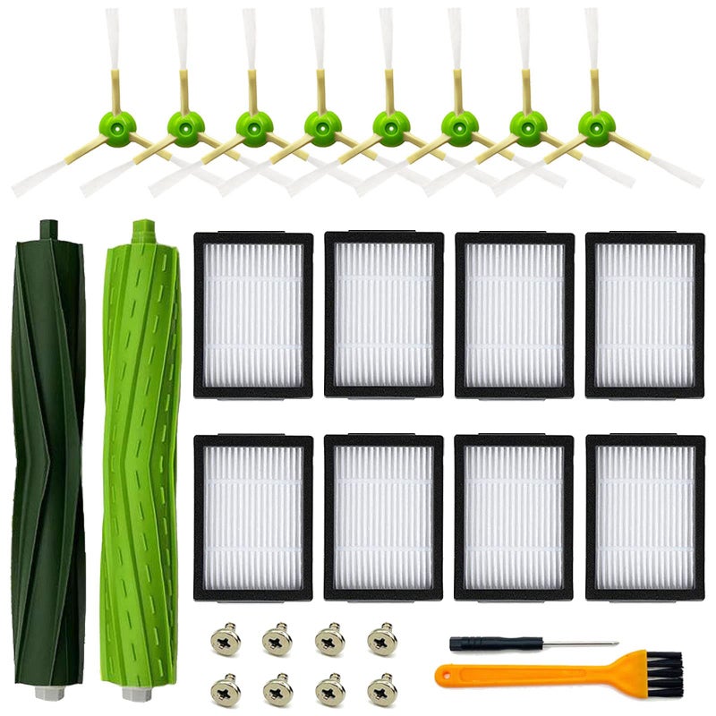 Replacement Parts Compatible for iRobot Roomba i3 i3 i5 i5 j5 j5 i4 i4 i6 i6 i7 i7 i8 i8J7 Plus E5 E6 E7 IE J Series Vacuum Cleaner 1 Set Rubber Brush8 Filters8 Side Brushes