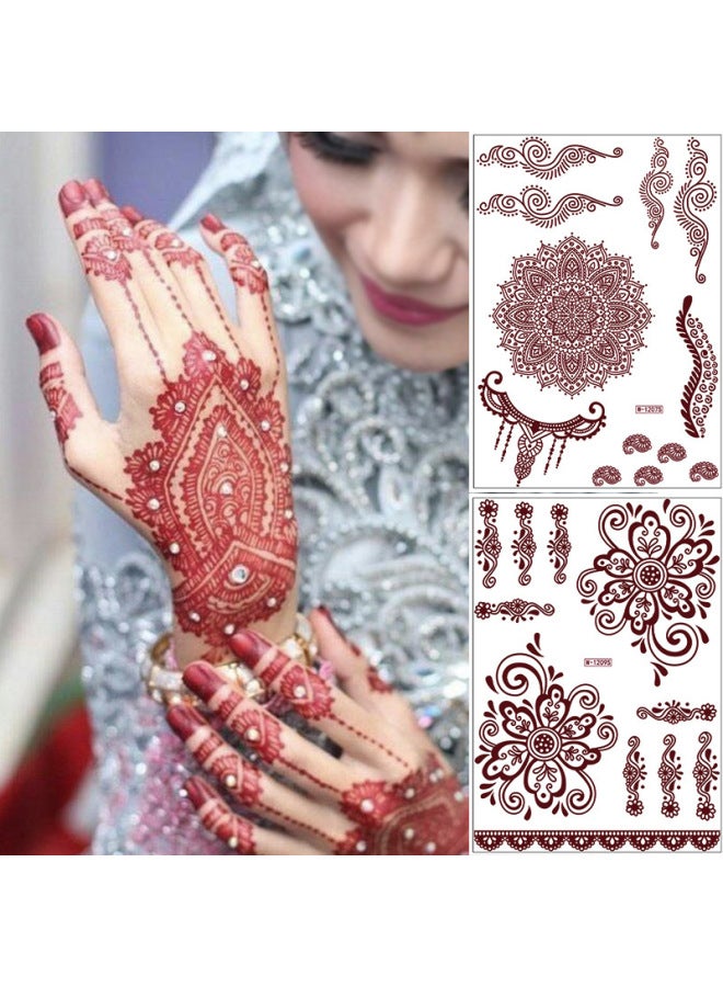 Mehendi Stickers Henna Mehendi stencil Tattoo Sticker for Hands Temporary Waterproof Mehndi Tattoo Body Art for Women & Girls - Image 2