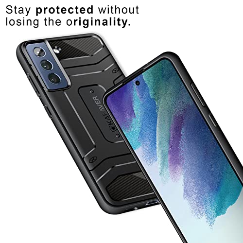 KAPAVER Rugged Cover Case Compatible for Samsung Galaxy S21 FE (Black) - Image 3
