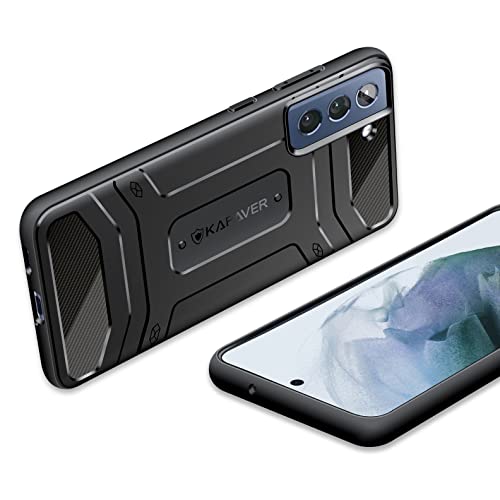 KAPAVER Rugged Cover Case Compatible for Samsung Galaxy S21 FE (Black) - Image 2