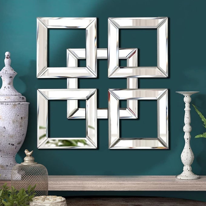 SQUARE MIRRORED WALL DECOR DECORATIVE MIRROR 12X12 INCHES MODERN FASHION DIY SILVER WALLMOUNTED MIRRORS