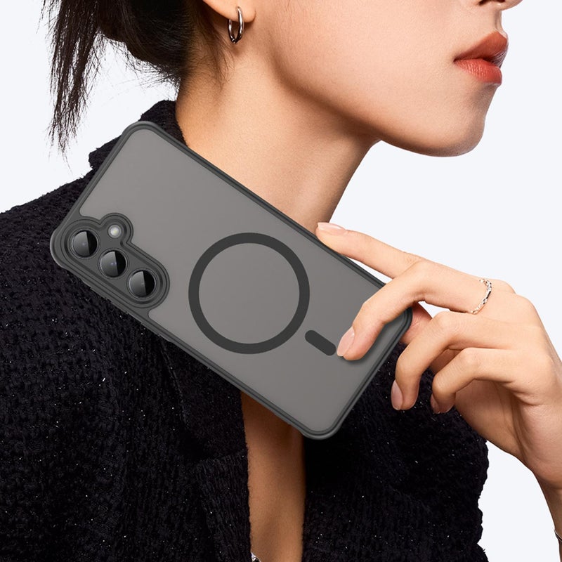 إيروريكس جراب هاتف Samsung Galaxy A55 5G Fan Dun Series TPU Hybrid PC Frosted Magsafe (أسود) - Image 3
