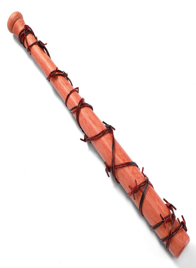 Sratte Halloween Fake Wood Baseball Bat with Barbed Wire 25.2 Inch Wooden Ball Bat Wood Bats Plastic Barb Wires Decoration Prop for Halloween Cosplay Cowboy Party Decoration(Red Wire,2.5 Meter) - Image 1