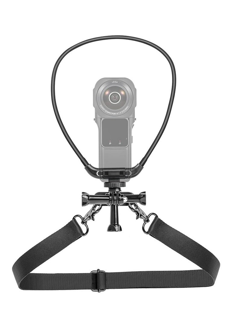 Excefore Action Camera Neck Mount with Chest Strap Holder, Neck Mount Compatible with GoPro, Hand Free Vlog Neck Lanyard with Body Strap for Action Camera, for DJI OSMO Pocket 1/2 OSMO Action 3 Insta360 - Image 1