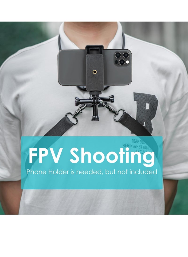 Excefore Action Camera Neck Mount with Chest Strap Holder, Neck Mount Compatible with GoPro, Hand Free Vlog Neck Lanyard with Body Strap for Action Camera, for DJI OSMO Pocket 1/2 OSMO Action 3 Insta360 - Image 4