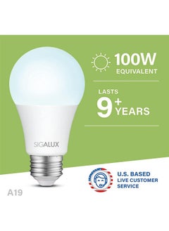 Sigalux A19 Led Light Bulbs 100 Watt Equivalent, Daylight 5000K Standard Light Bulbs,Non-Dimmable 13W Energy Efficient White Light Bulbs With E26 Medium Base,1500Lm,Ul Listed,12 Packs  - Image 2