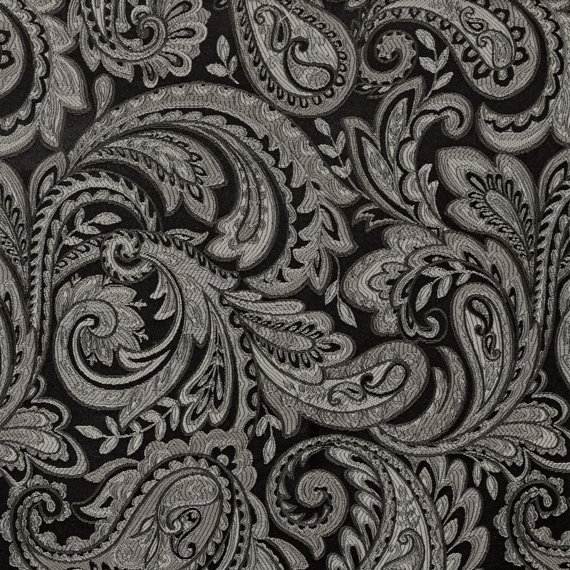 Madison Park Aubrey Jacquard Rod Pocket Valance , Classic Elegant Silk Paisley Valances for Windows , 50X18" , Black - Image 4