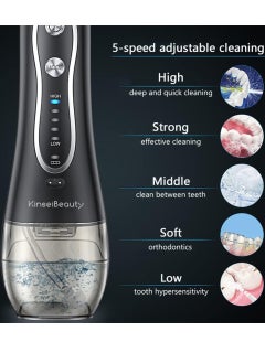 KinseiBeauty Cordless Water Flosser 300ml Tank Electric Dental Oral Irrigator Teeth Cleaner for Teeth Cleaning 5 Modes Dental Oral Irrigator Portable and Rechargeable IPX7 Waterproof Water Flossing  - Image 5