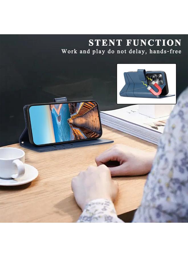 S-TOP Case For OPPO A2 PU Genuine Leather Texture Embossed Line Phone Case - Image 5