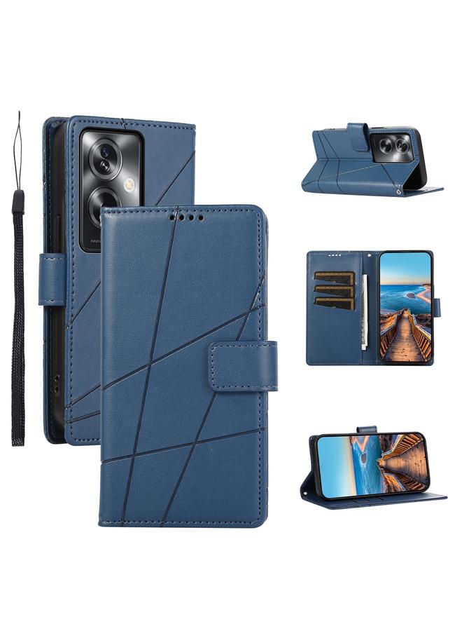S-TOP Case For OPPO A2 PU Genuine Leather Texture Embossed Line Phone Case - Image 1