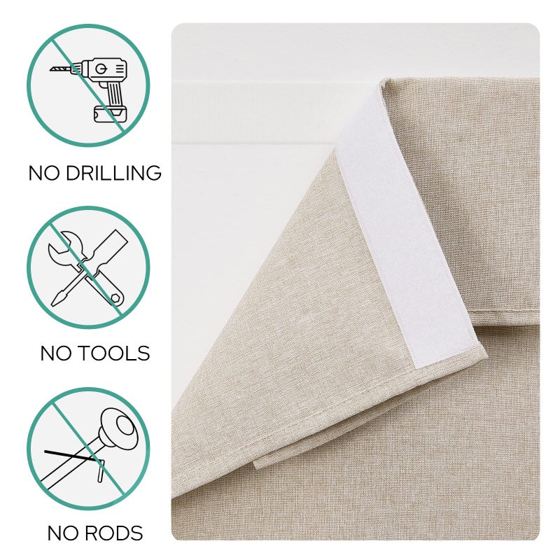 HOMEIDEAS Natural Blackout Linen French Door Curtains, Privacy Door Window Curtains, Modern Farmhouse Window Covering for Bedroom Decor, W26 x L40 Inch, 1 Panel - Image 3