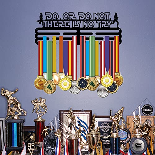SUPERDANT Running Medal Hangers Inspirational Running Medals Display Holder There is No Try Black Iron Marathon Medal Holder Display Rack for Competition Medals Rack Wall Hanging 1575x6in - Image 3
