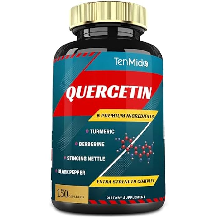 Tenmido Quercetin Supplements Capsules - Supports Immune System & Heart Health, Antioxidants with Berberine, Stinging Nettle, Turmeric, Black Pepper - 150 Capsules - 5 Months Supply - Image 1