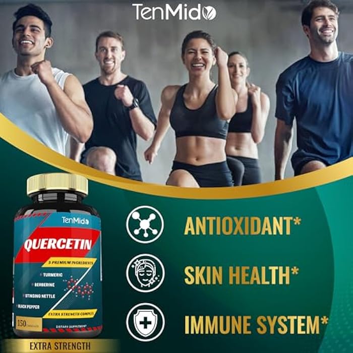 Tenmido Quercetin Supplements Capsules - Supports Immune System & Heart Health, Antioxidants with Berberine, Stinging Nettle, Turmeric, Black Pepper - 150 Capsules - 5 Months Supply - Image 5
