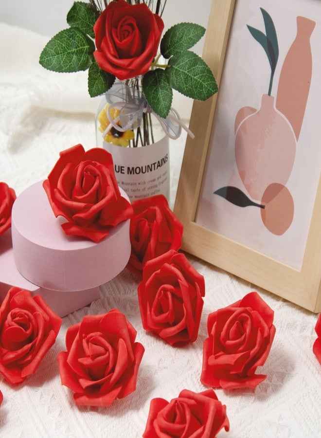 AUSTOR 200 Pcs Foam Rose Heads Artificial Flowers Bulk Foam Roses Red Artificial Roses Heads 3 inch Fake Rose Heads for Decoration Wedding Party Home DIY - Image 2