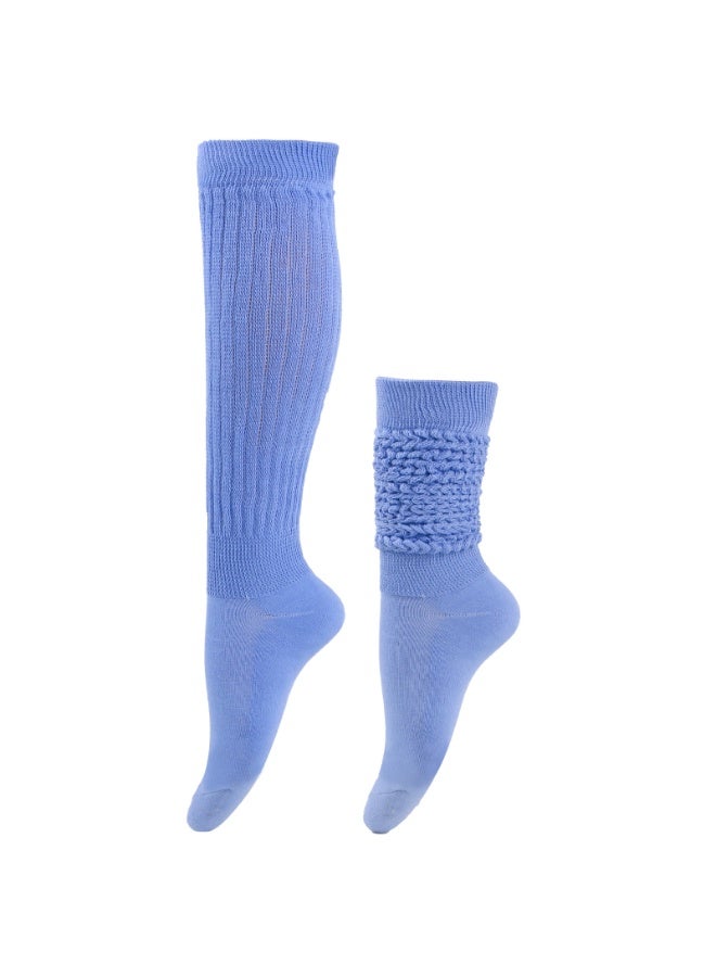 2 زوج من الجوارب الطويلة المطوية والمكدسة والجوارب الفضفاضة والجوارب الطويلة حتى الركبة للنساء والفتيات - Image 4