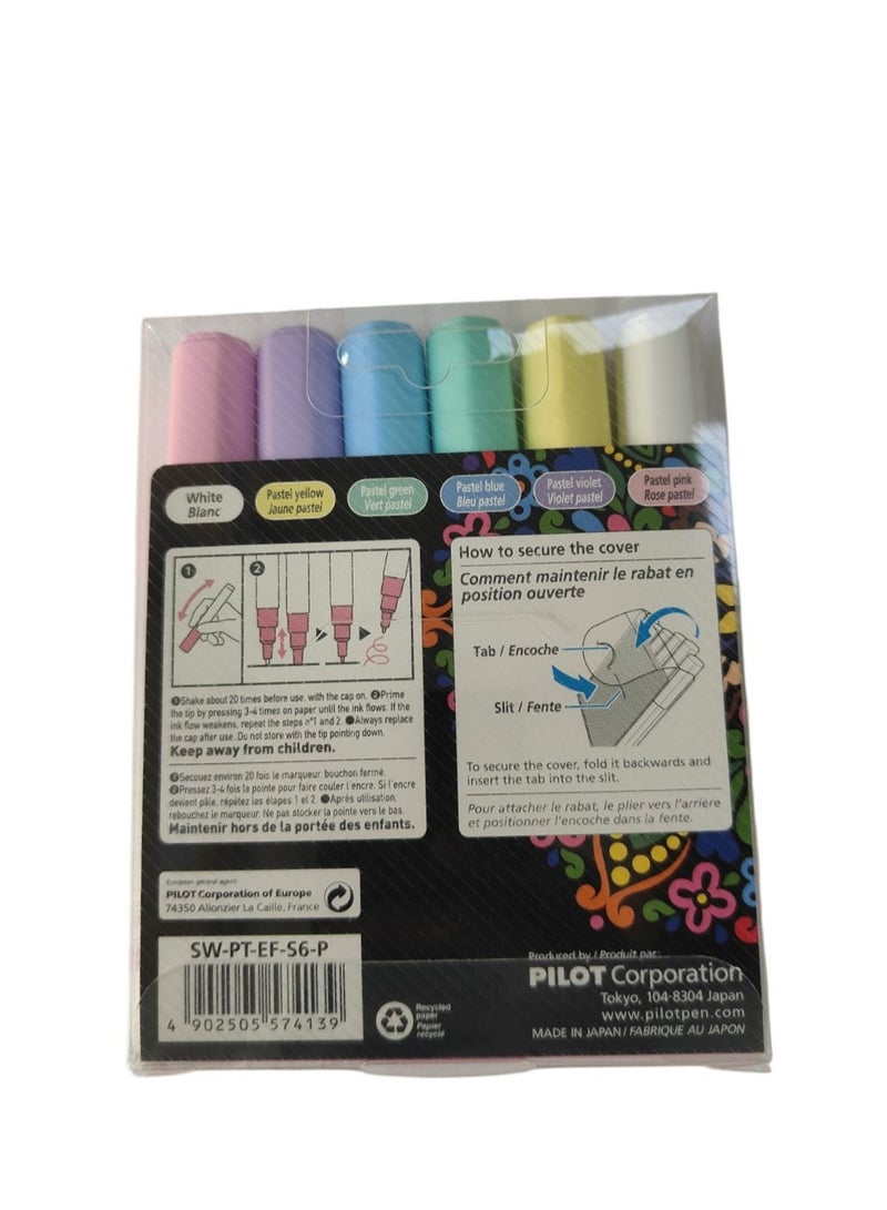 PILOT مجموعة أقلام الطلاء المائية من بايلوت بينتور باستيل 6 قطع، رأس دقيق 0.7 مم - Image 5