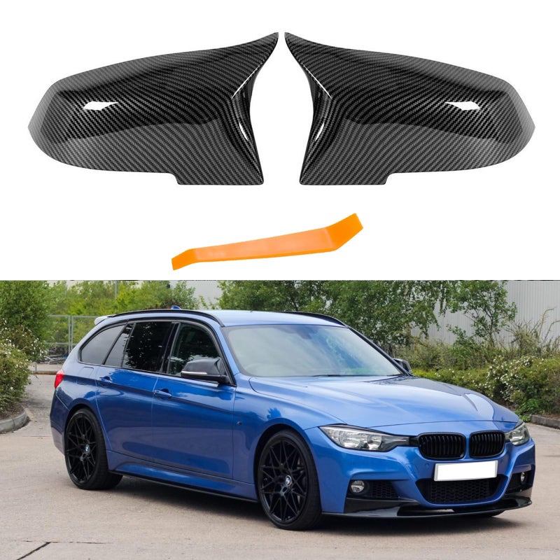 Door Mirror Covers Side Mirror Cover Caps Rearview Replacement Compatible with BMW F20 F22 F23 F30 F31 F32 F33 F36 F87 M2 X1 E84 Carbon Fiber Look