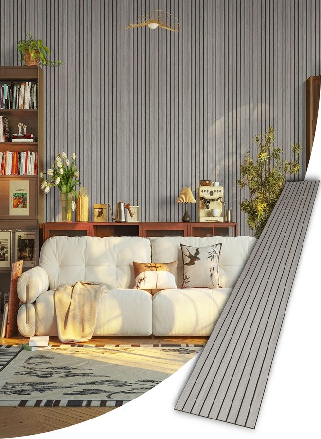 Abyssaly 236" x 15.7" Wood Slat Wall Panels Peel and Stick, Grey 3D Slat Wall Paneling, Faux Wooden Wallpaper, Self Adhesive PVC Wood Panel Covering for Interior Wall Decor Living Room Bedroom - Image 1