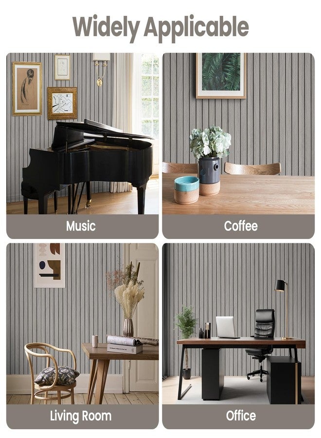 Abyssaly 236" x 15.7" Wood Slat Wall Panels Peel and Stick, Grey 3D Slat Wall Paneling, Faux Wooden Wallpaper, Self Adhesive PVC Wood Panel Covering for Interior Wall Decor Living Room Bedroom - Image 4