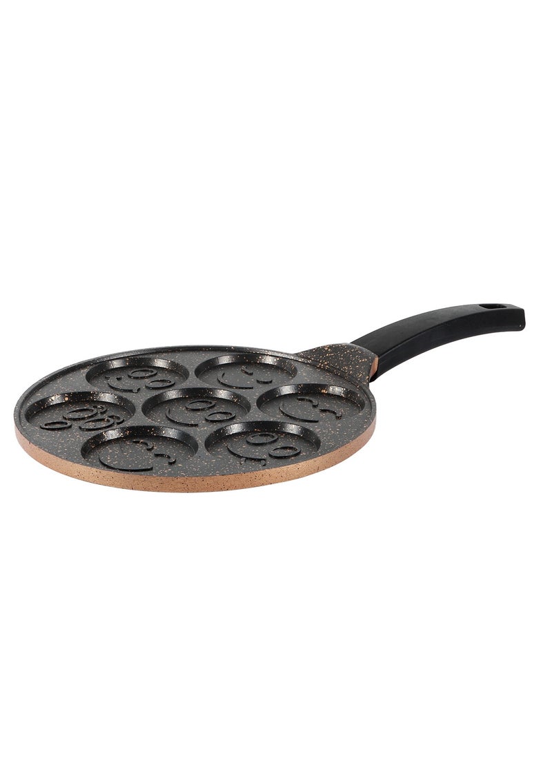 Serenk Nonstick Mini Pancakes Maker, 26cm Nonstick Bakeware, 7 Emoji Faces, Die-Cast Aluminum Granite Coated Pancake Pan, Pancake Molds for Kids – Fun Cooking Series  - Image 2