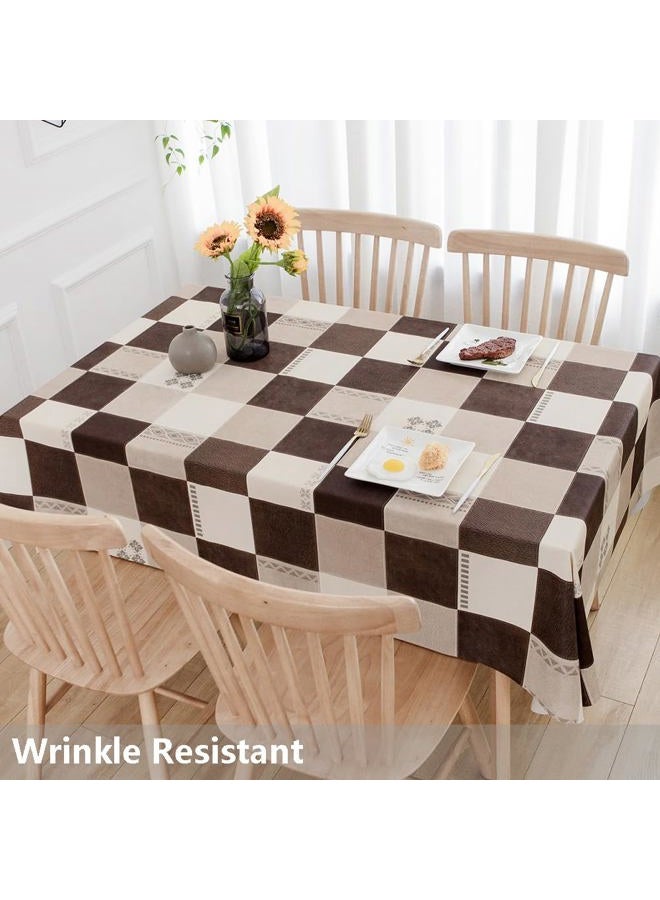 TruDelve Heavy Duty Vinyl Tablecloth Plastic Table Cloth Waterproof Wipeable PVC Table Cloth Square Table (54'' x 54'', Lattice-2) - Image 3