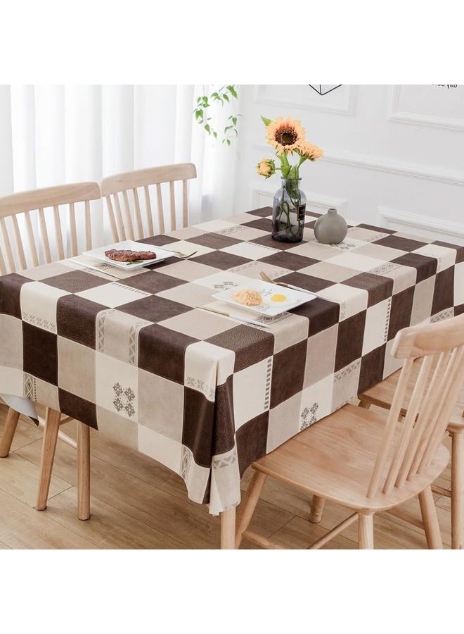 TruDelve Heavy Duty Vinyl Tablecloth Plastic Table Cloth Waterproof Wipeable PVC Table Cloth Square Table (54'' x 54'', Lattice-2) - Image 1